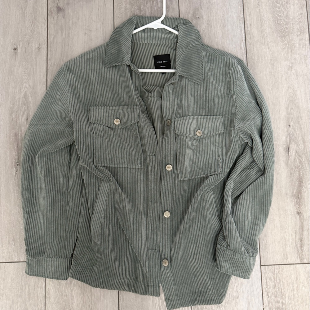 Womens Corduroy Button-Up Jacket - Sage